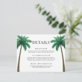 Carte D'accompagnement Tropical Palm Trees Minimal Beach Wedding Details (Debout devant)