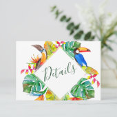 Carte D'accompagnement Tropical Paradise Exotic Birds Détails du Mariage (Debout devant)