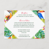 Carte D'accompagnement Tropical Paradise Exotic Birds Détails du Mariage (Dos)