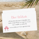 Carte D'accompagnement Tropical Pink Flamingo Beach Luau Wedding Website