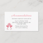 Carte D'accompagnement Tropical Pink Flamingo Beach Wedding Accommodation (Devant)