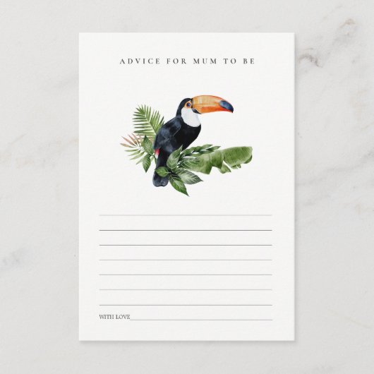 Carte D'accompagnement Tropical Rainforest Toucan Foliage Baby shower (Devant)