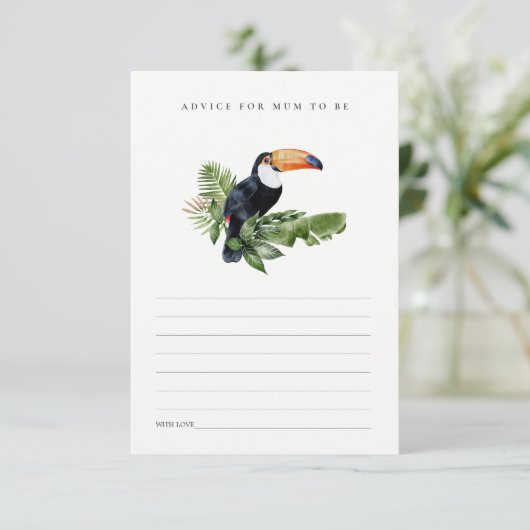 Carte D'accompagnement Tropical Rainforest Toucan Foliage Baby shower (Debout devant)