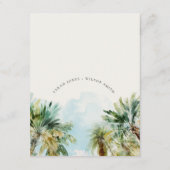 Carte D'accompagnement Tropical Sand Beach Palm Trees Mariage Détails (Dos)