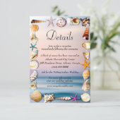 Carte D'accompagnement Tropical Sandy Beach And Seashells Détails Mariage (Debout devant)