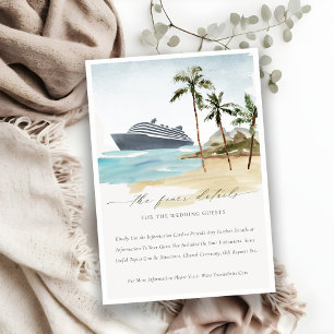 Carte D'accompagnement Tropical Seascape Beach Cruise Palm Mariage Détail