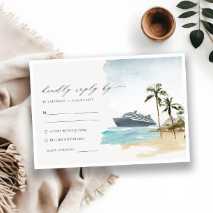 Carte D'accompagnement Tropical Seascape Beach Cruise Palm Wedding RSVP