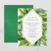Carte D'accompagnement Tropical Summer Beach Wedding Détails de l'invité (Devant / Derrière)