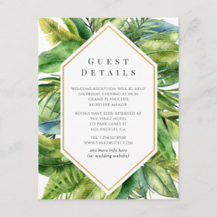 Carte D'accompagnement Tropical Summer Beach Wedding Détails de l'invité