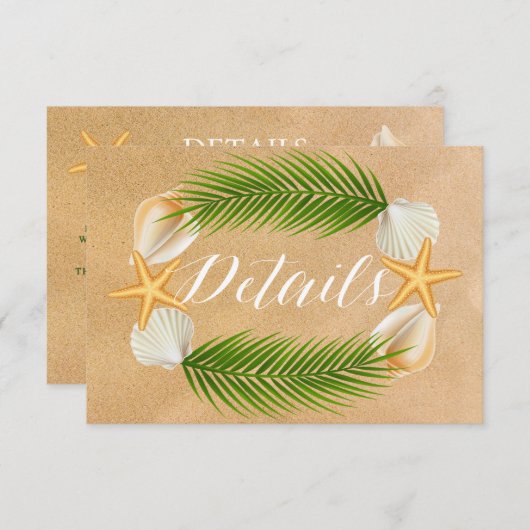 Carte D'accompagnement Tropical Wreath Sandy Beach Wedding Détail (Devant / Derrière)