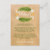 Carte D'accompagnement Tropical Wreath Sandy Beach Wedding Détail (Devant)