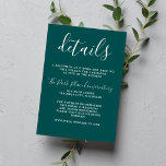 Carte D'accompagnement True Simplicité 1 Peacock Turquoise minimaliste Ma<br><div class="desc">Un superbe encart pour placer tous les détails non inclus sur la carte faire-part de mariage ou rsvp - comme les informations de réception ou le site du mariage. Coordonnée parfaite avec la collection True Simplicity. Il s'agit d'une collection de mixages ou de correspondances. Veuillez me contacter si vous souhaitez...</div>