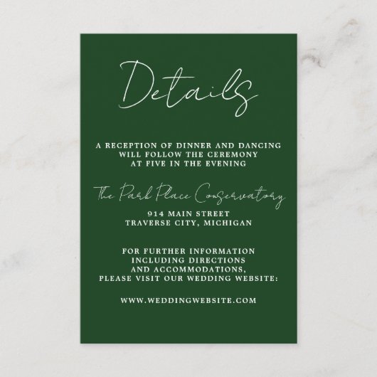 Carte D'accompagnement True Simplicity 3 Script Minimal Mariage À feuilla (Devant)