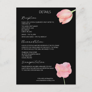 Carte D'accompagnement Tulipe rose élégante - mariage moderne minimaliste