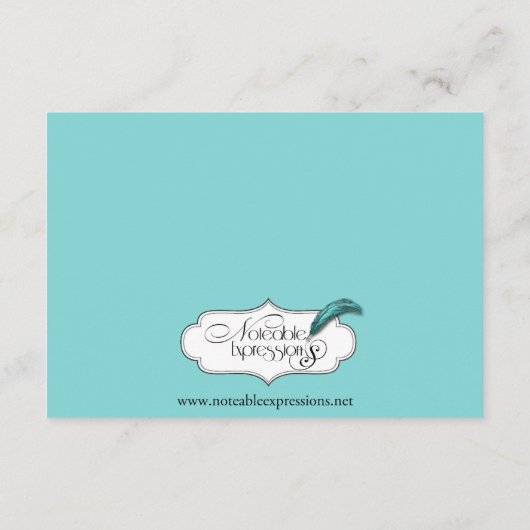Carte D'accompagnement Turquoise avec Black Swirl Mariage Réception (Dos)
