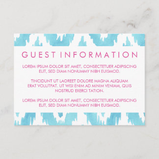Carte D'accompagnement Turquoise Bleu Ikat Informations pour les invités