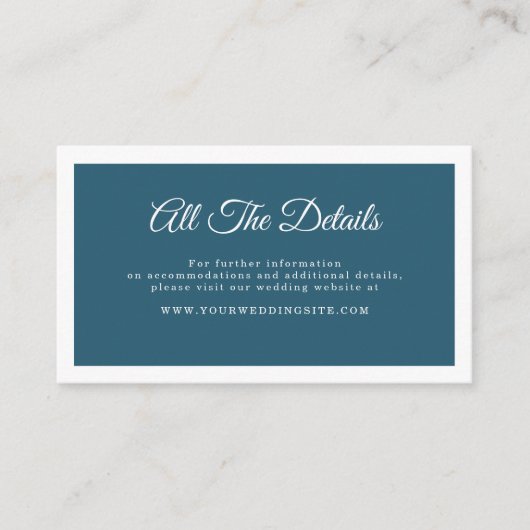 Carte D'accompagnement Turquoise Bleu Simple Élégant Script Mariage Détai (Devant)