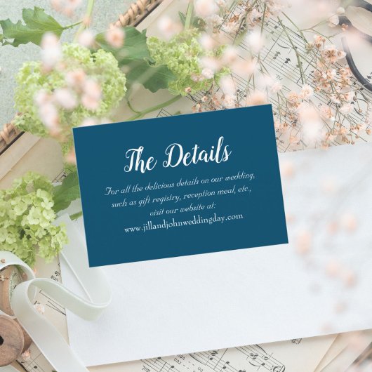 Carte D'accompagnement Turquoise Bleu Simple Style Détails du Mariage