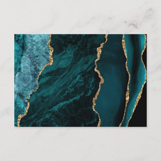 Carte D'accompagnement Turquoise Blue Agate Gold Script Dark Mariage Déta (Dos)