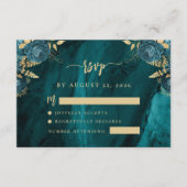 Carte D'accompagnement Turquoise Blue Gold Floral Agate Script Mariage RS (Devant)