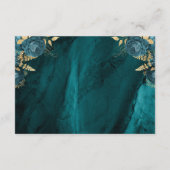 Carte D'accompagnement Turquoise Blue Gold Floral Agate Script Mariage RS (Dos)
