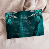 Carte D'accompagnement Turquoise Blue Silver Floral Script Détails du Mar