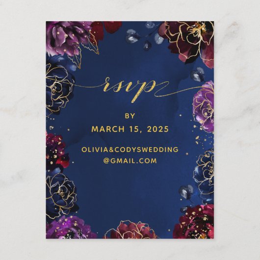 Carte D'accompagnement Turquoise Bordeaux Marine Bijoux bleu Détails du t (Dos)