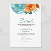 Carte D'accompagnement Turquoise Bunrt Orange Floral Détails du Mariage d (Devant)