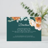 Carte D'accompagnement Turquoise Burnt Orange Floral Direction Détails Ma (Debout devant)
