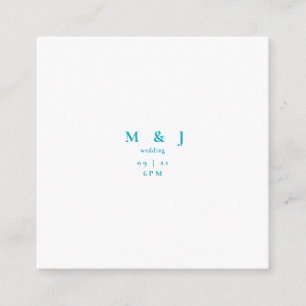 Carte D'accompagnement Turquoise Élégant & Simple Mariage Carré Moderne