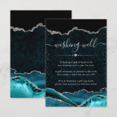 Carte D'accompagnement Turquoise et Argent Agate Mariage Wishing well (Devant / Derrière)