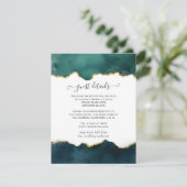 Carte D'accompagnement Turquoise et Gold Agate Mariage Détails de l'invit (Debout devant)