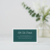 Carte D'accompagnement Turquoise foncé Simple élégant Script Mariage déta (Debout devant)