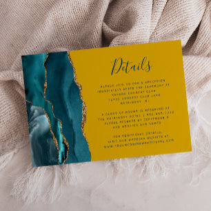 Carte D'accompagnement Turquoise Gold Agate Mustard Jaune Mariage Détails