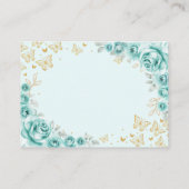 Carte D'accompagnement Turquoise Gold Quinceanera Reception Details (Dos)