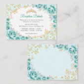 Carte D'accompagnement Turquoise Gold Quinceanera Reception Details (Devant / Derrière)