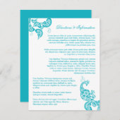 Carte D'accompagnement Turquoise Paisley Peacock Chic Mariage Information (Devant / Derrière)
