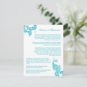 Carte D'accompagnement Turquoise Paisley Peacock Chic Mariage Information (Debout devant)