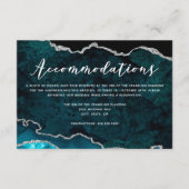 Carte D'accompagnement Turquoise Parties scintillant Argent Agate Mariage (Devant)