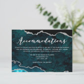 Carte D'accompagnement Turquoise Parties scintillant Argent Agate Mariage (Debout devant)