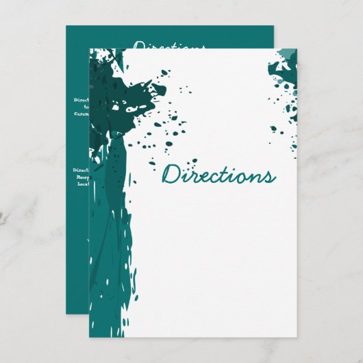 Carte D'accompagnement Turquoise peinture verte - Directions (Devant / Derrière)