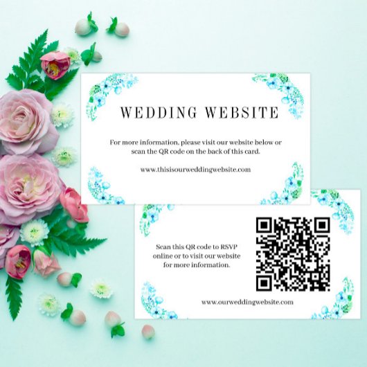Carte D'accompagnement Turquoise Poppies et Ferns Boho site Mariage