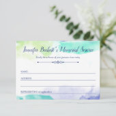 Carte D'accompagnement Turquoise Purple Aquarelle Mémorial (Debout devant)