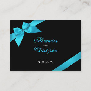 Carte D'accompagnement Turquoise Ruban RSVP Minicard