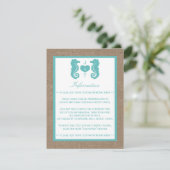 Carte D'accompagnement Turquoise Seahors Burlap Beach Wedding Collection (Debout devant)