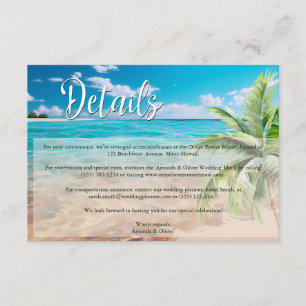 Carte D'accompagnement Turquoise Tides Tropical Beach Détails du mariage