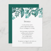 Carte D'accompagnement Turquoise Verdure Détails Mariage Autres informati (Devant / Derrière)