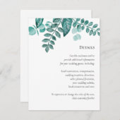 Carte D'accompagnement Turquoise Verdure Détails Mariage Autres informati (Devant / Derrière)