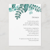 Carte D'accompagnement Turquoise Verdure Détails Mariage Autres informati (Devant)
