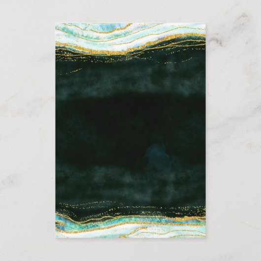 Carte D'accompagnement Turquoise Vert & Or Agate Marbre Informations Mari (Dos)